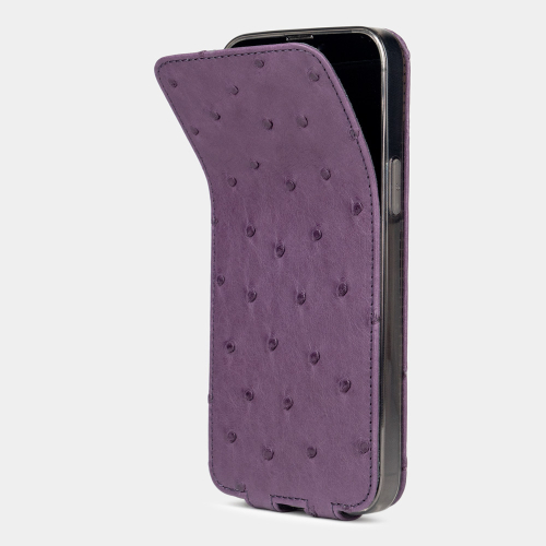 Чехол для iPhone 15 Pro Max из кожи страуса, фиолетового цвета
