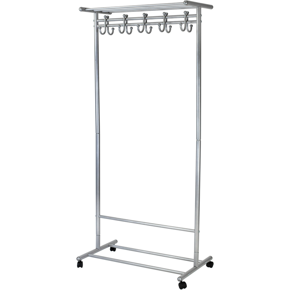 Вешалка МЕ_напольная М 9 с крючками (8209),колеса, металлик