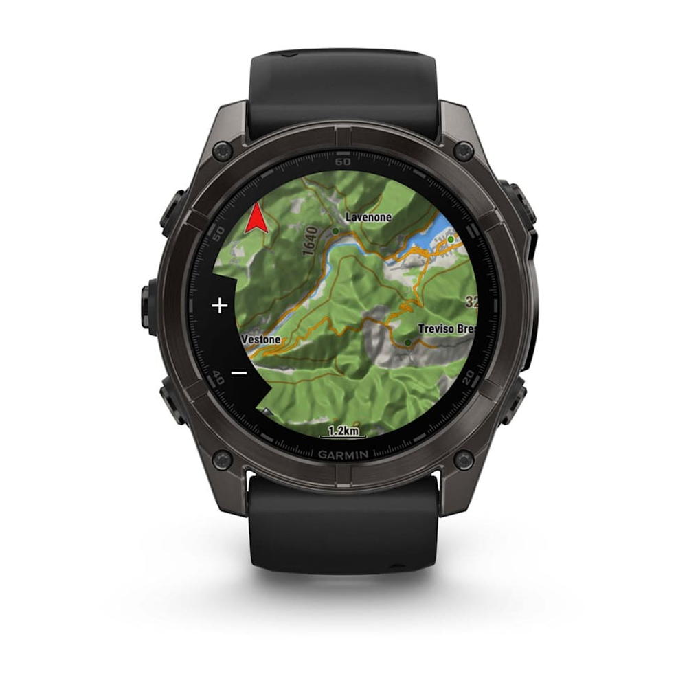 Смарт - часы Garmin fenix 8 - 51 мм, AMOLED Sapphire, угольно-серый DLC, пепельно-черный силиконовый ремешок