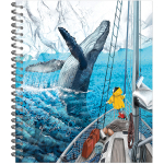 Тетрадь общая 48 листов на металлическом гребне "Девочка и киты"