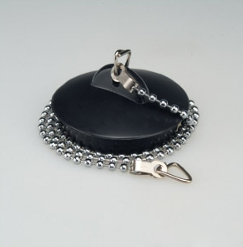 Пробка для ванны черная D45мм с метал. цепочкой 50см ПВХ