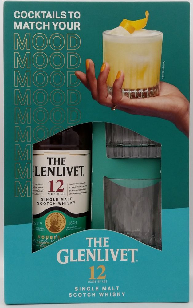 Виски ГЛЕНЛИВЕТ 12 ЛЕТ + 2 стакана Виски ГЛЕНЛИВЕТ 12 ЛЕТ + 2 стакана