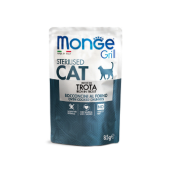 Влажный корм Monge Cat Grill для стерилизованных кошек, с форелью, паучи 85 г - 28 шт