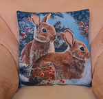 Декоративный гобеленовый чехол для интерьерной подушки Завтрак для Зайчат 47*47