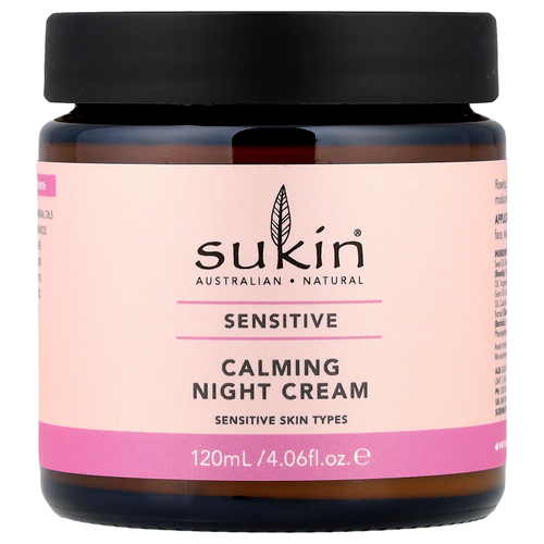 Sukin, Успокаивающий ночной крем, для чувствительной кожи, 120 мл (4,06 жидк. Унции)