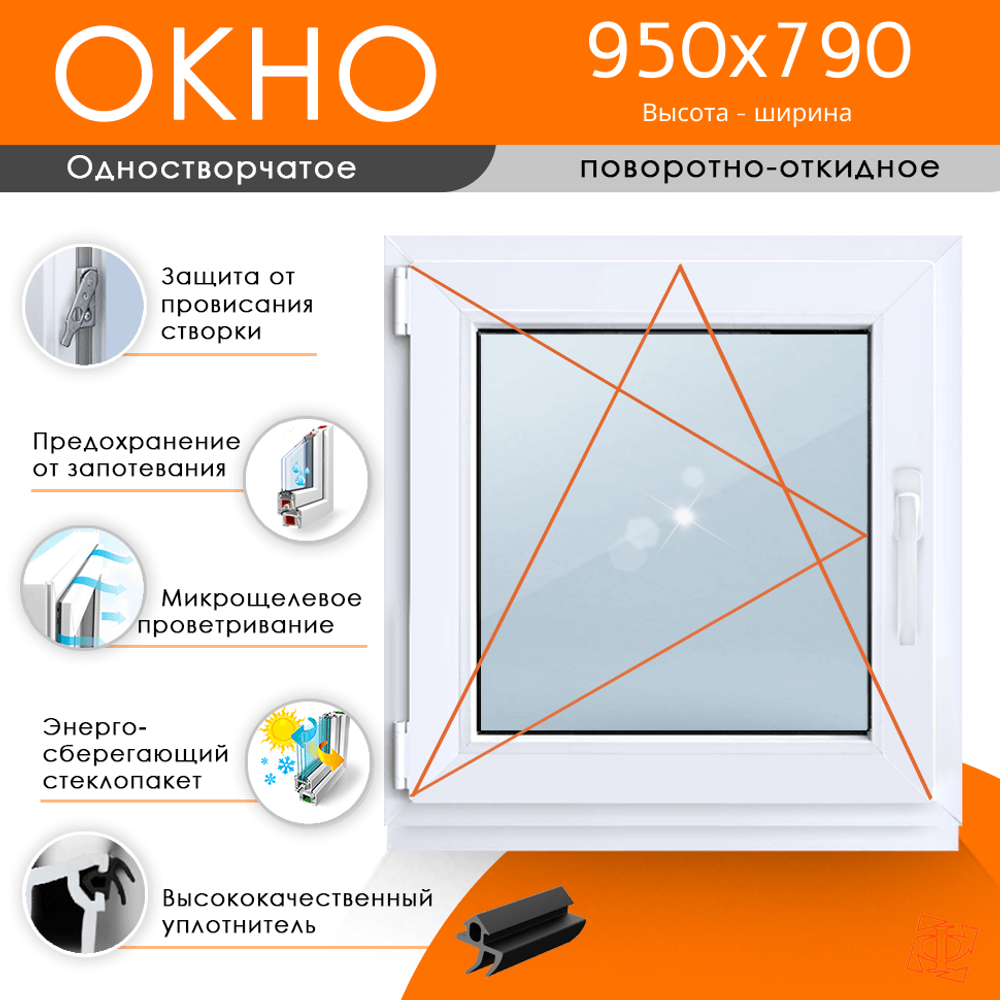 Пластиковое окно 950 х 790 ТермА Эко