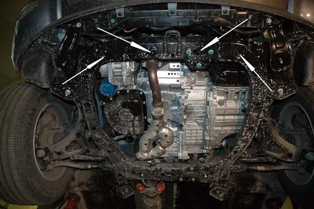 Защита картера двигателя, КПП (2 мм, сталь) для Hyundai Santa Fe 2006-2012 (V = 2.2CRDi; 2.4; 2.7) Sheriff.10.0900