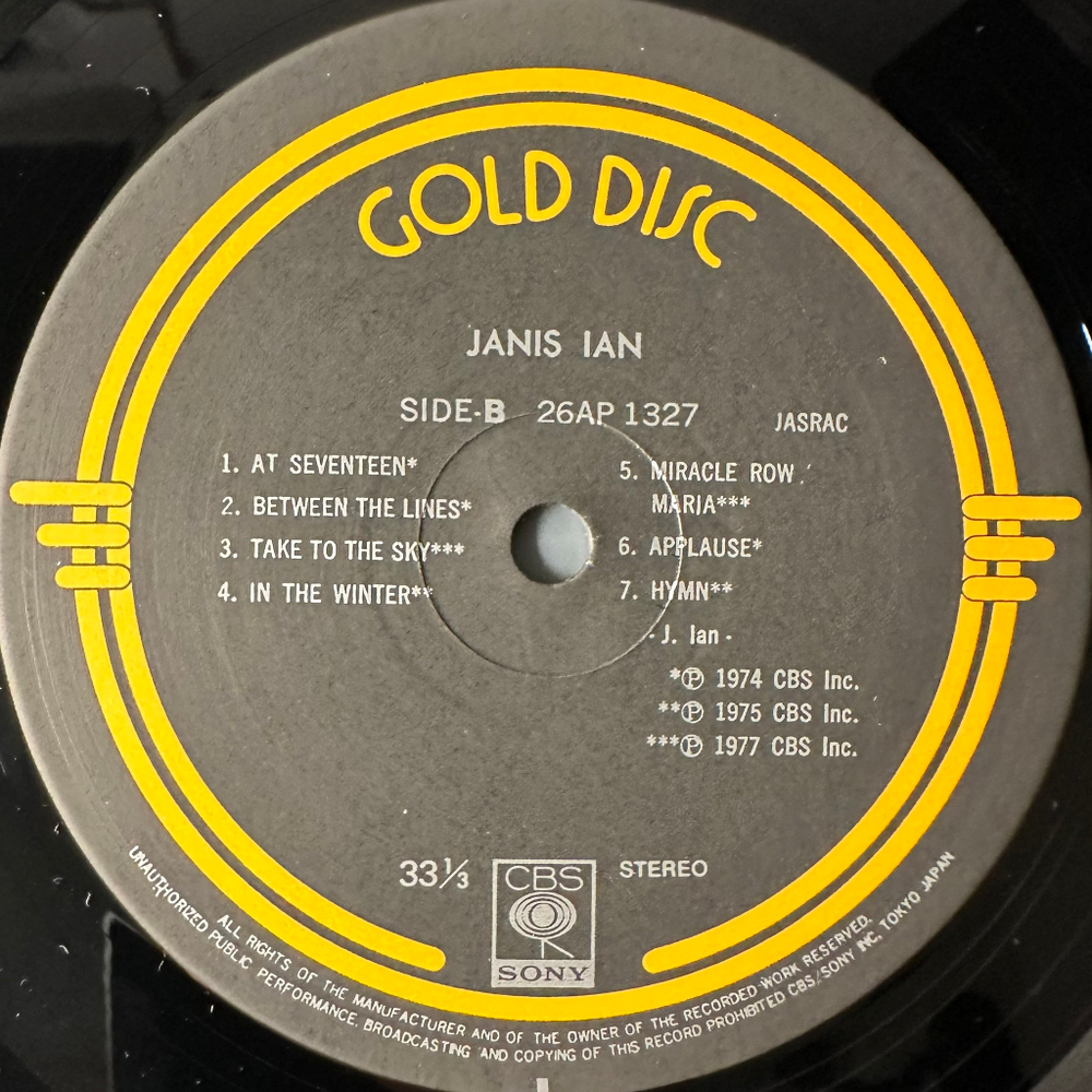 Janis Ian ‎– Gold Disc (Япония 1978г.)