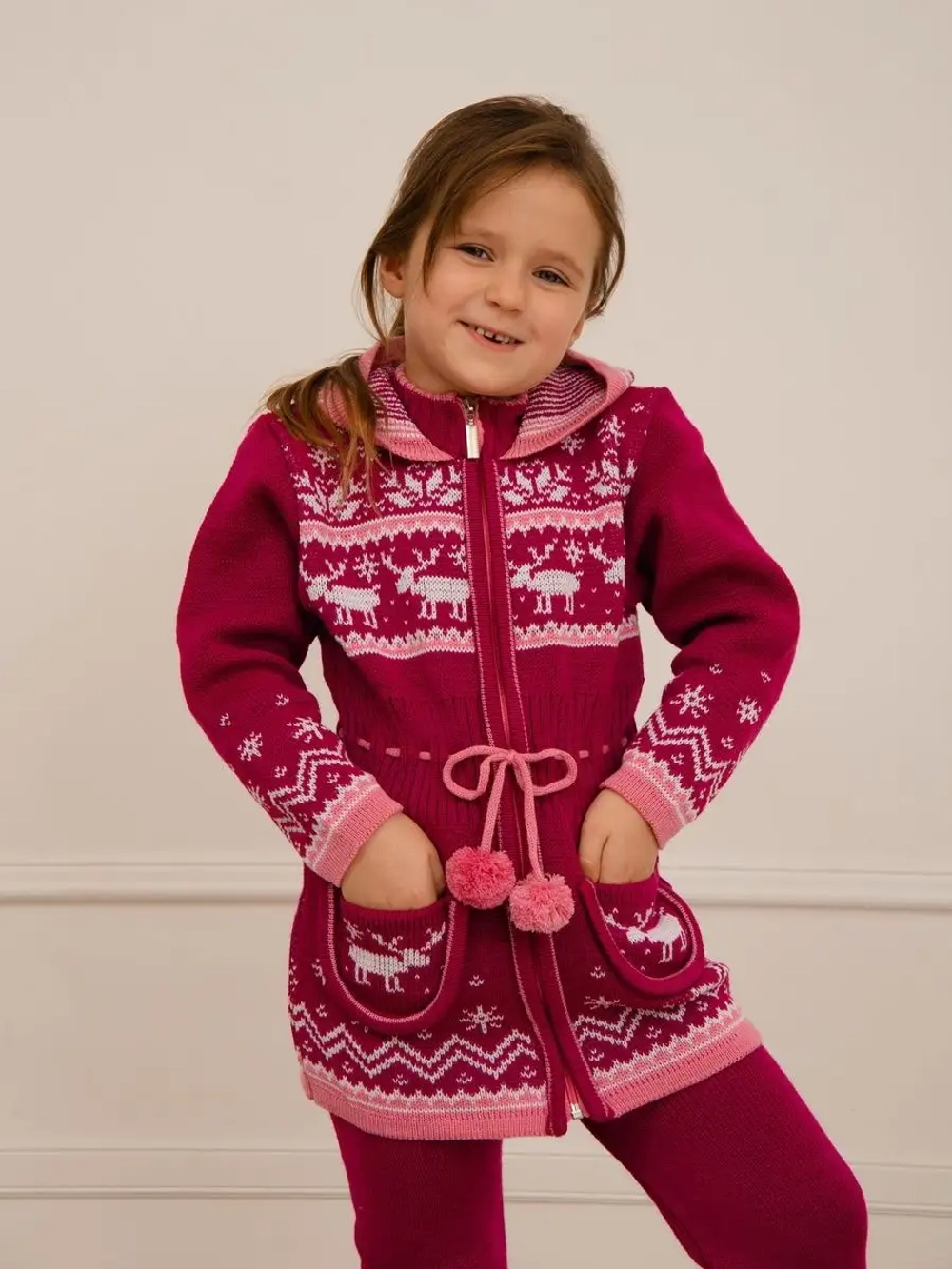 Кардиган вязаный на молнии для девочки