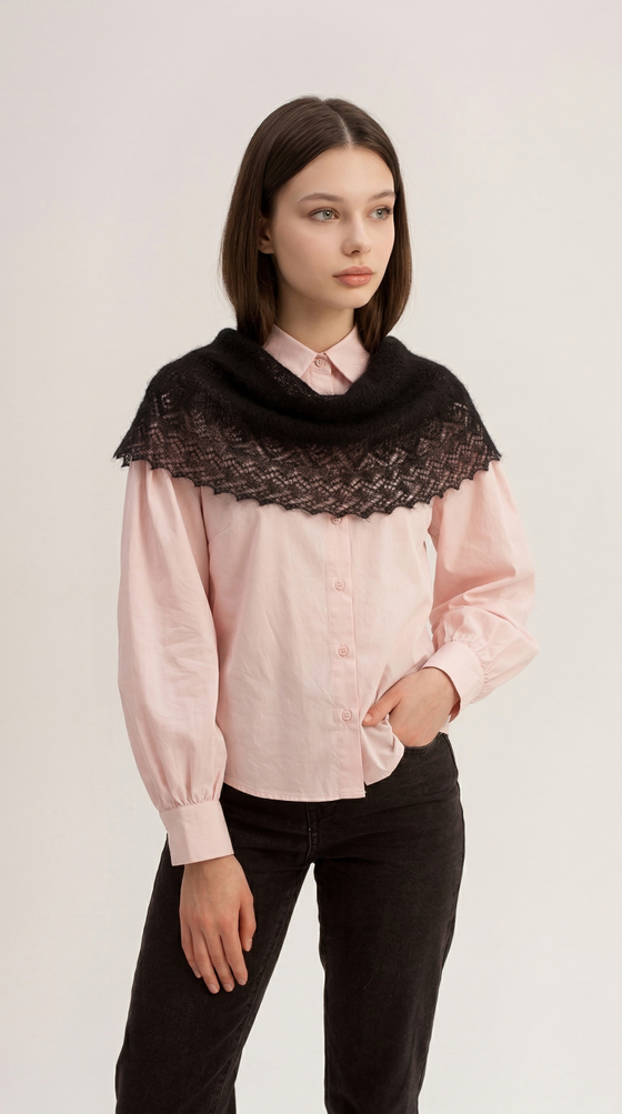 Оренбургский пуховый палантин П3-12040-07 черный