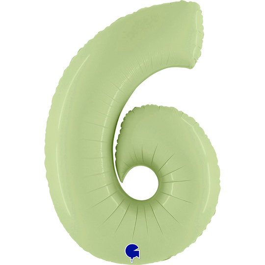 Шар (40''/102 см) Цифра, 6/9, Оливковый, Сатин