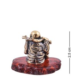 Народные промыслы AM-3876 Фигурка «Хотей Благополучие» (латунь, янтарь)