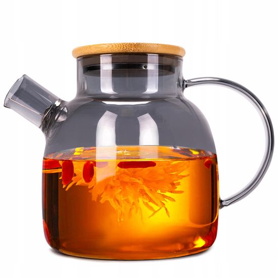 Стеклянный заварочный чайник 1500 мл. Kamille KM 9029M с бамбуковой крышкой