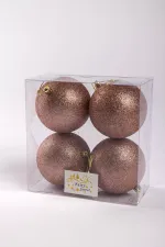 Набор новогодних шаров (4 шт) - глиттер