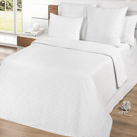 Комплект постельного белья "ВЛ. БЕЛЫЙ", поплин Страйп, 100% хлопок.