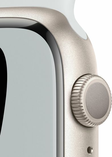 Apple Watch Nike Series 7, 45 мм, корпус из алюминия цвета «сияющая звезда», спортивный ремешок Nike цвета «чистая платина/чёрный»