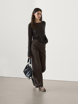 Massimo Dutti Джинсы прямого кроя с карманами, коричневый