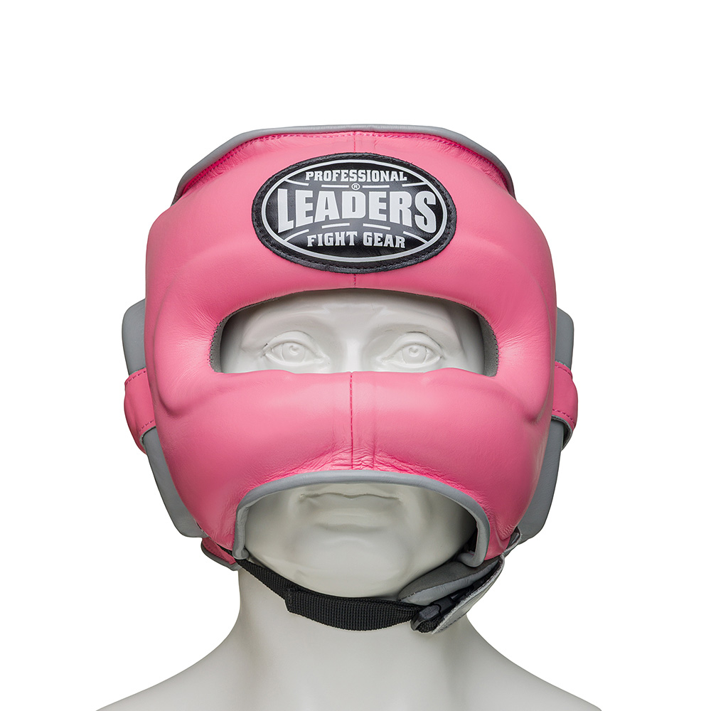 Шлем боксерский LEADERS FANCY с бамперной защитой PNK/GR розовый/серый