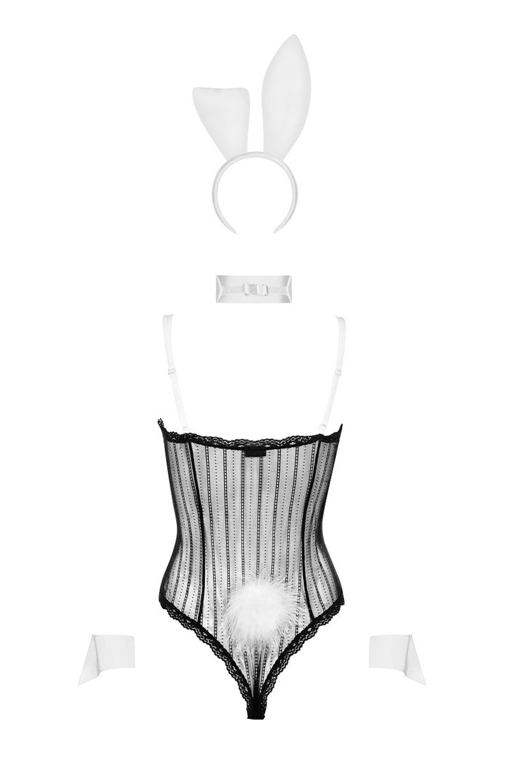 Сексапильный костюм зайки Bunny (Размер: XXL) (Цвет: белый с черным)
