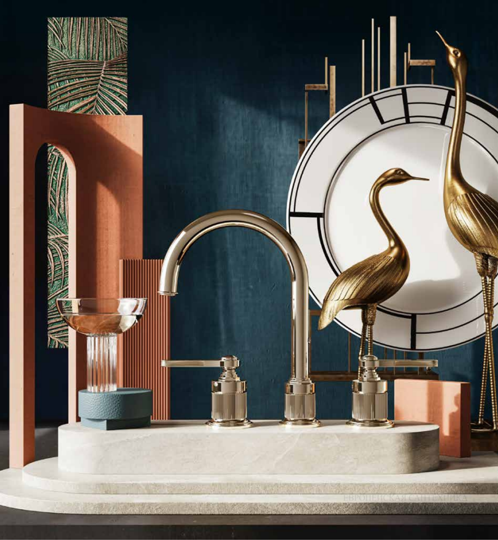 Cмеситель для раковины Gessi Venti20, с зонтичным изливом, донный клапан, цвет Brass PVD