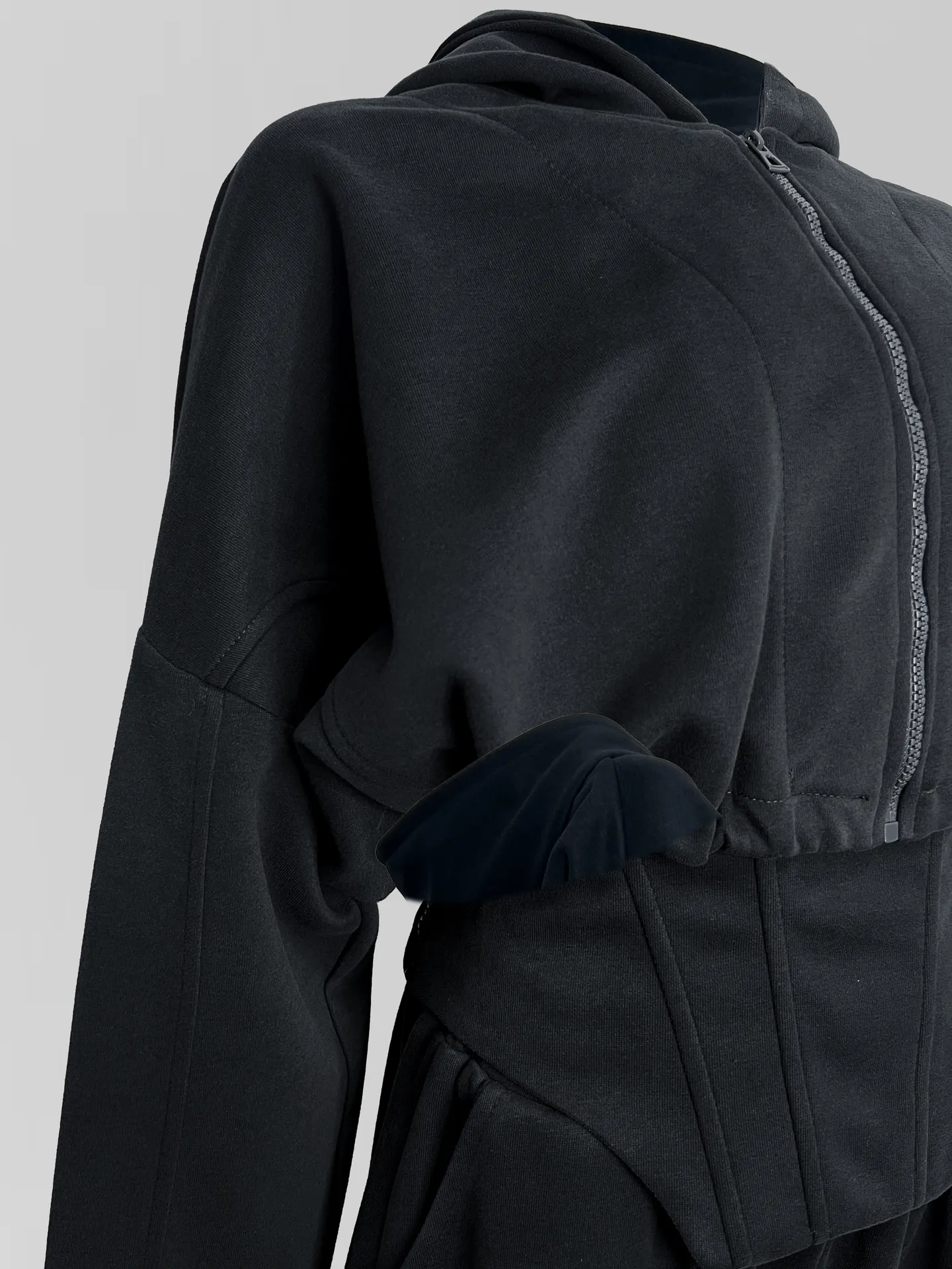 Костюм-тройка Agdali Brand 1023 спортивный из укороченной зип-кофты, широких штанов и корсета