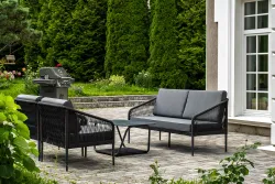 "Канны" лаунж-зона 4-местная плетеная из роупа (веревки), цвет темно-серый