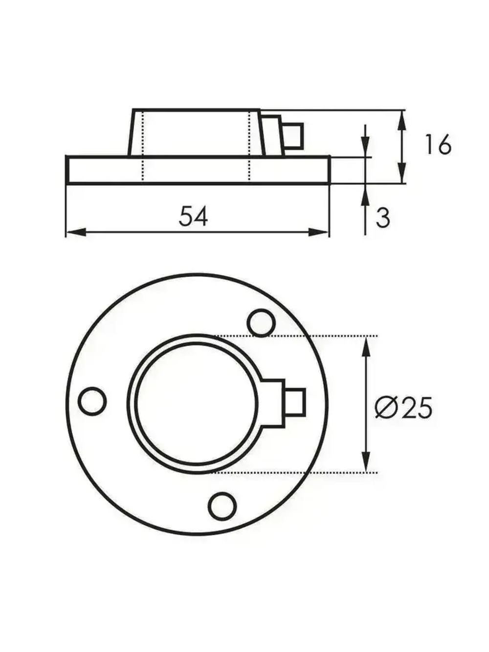 Штангодержатель мебельный для круглой штанги D25 мм, 2 шт., саморезы 6 шт. OTLEX для шкафа и гардероба, боковое крепление, металл, хромированное покрытие