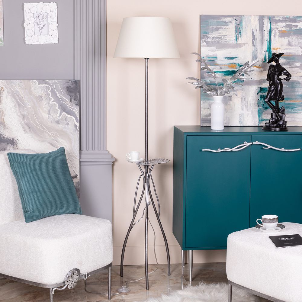 Светильник напольный торшер Нимфея с абажуром Сити-2 Кремовый