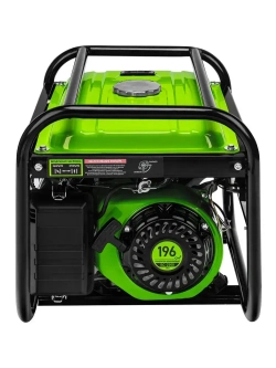 Генератор бензиновый СИБРТЕХ БС-2500, 2.2 кВт мощность и 196 см3 объем двигателя, 15 л объем топливного бака, ручной стартер, блок AVR, 2 розетки и датчик уровня масла, 94542