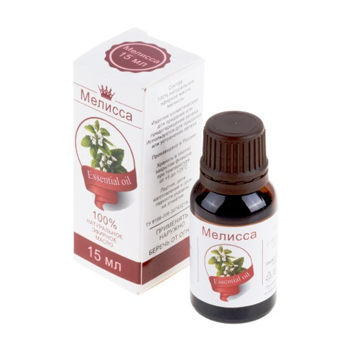 Масло эфирное Мелисса, флакон-капельница, 15 мл