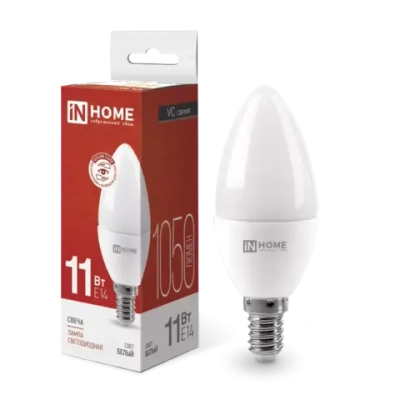 Лампа светодиодная LED-СВЕЧА-VC 11Вт 230В Е14 4000К БЕЛЫЙ 1050Лм IN HOME