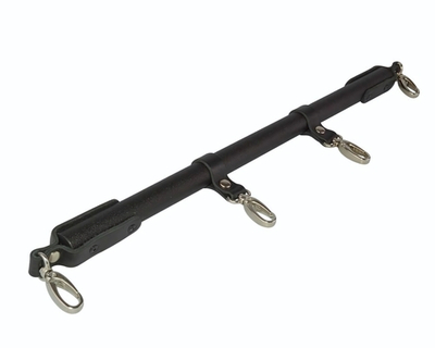 Черная металлическая распорка с кожаными ремешками и карабинами - 50 см. (Цвет: черный)