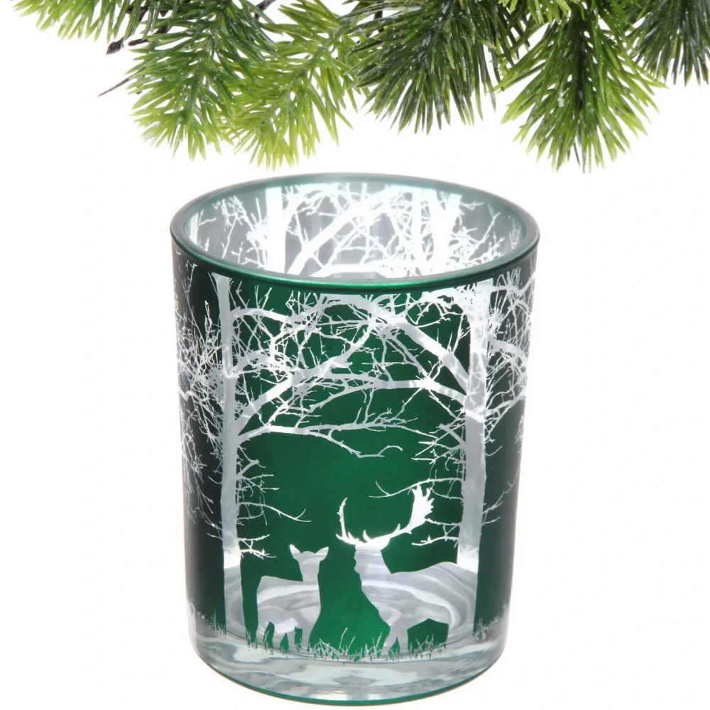 Подсвечник «Зимний лес» 10*12,5 см, Изумруд