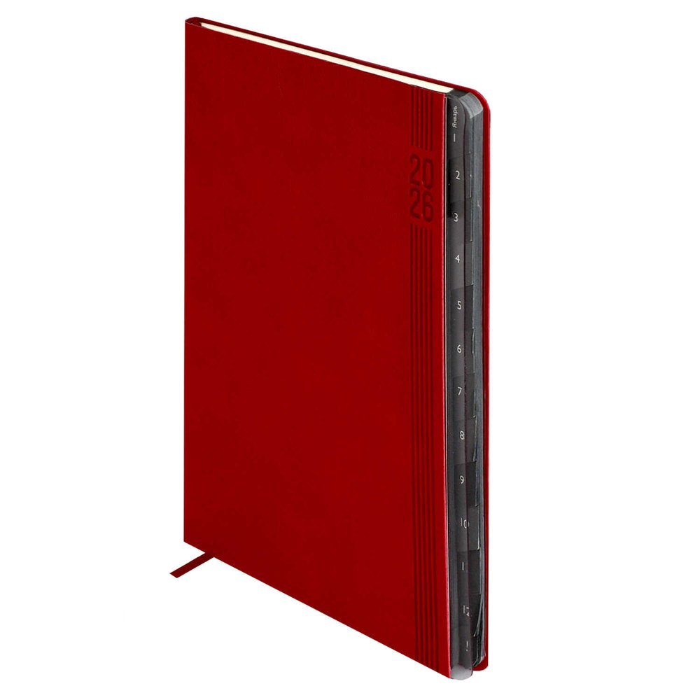 Еженедельник датированный 2026 ESCALADA, А5, 80 л., арт. 70335/ 15 БУЙВОЛ КРАСНЫЙ (кожзам: 149x211 мм, мягкий переплёт, материал обложки: искусственная кожа "Буйвол"; декор: блинтовое тиснение; способ крепления блока: ниткошвейный; вн. блок: 80 л., к
