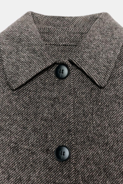 ZARA КОРОТКОЕ ПАЛЬТО В ЕЛОЧКУ, РЫЖЕВАТО-КОРИЧНЕВЫЙ