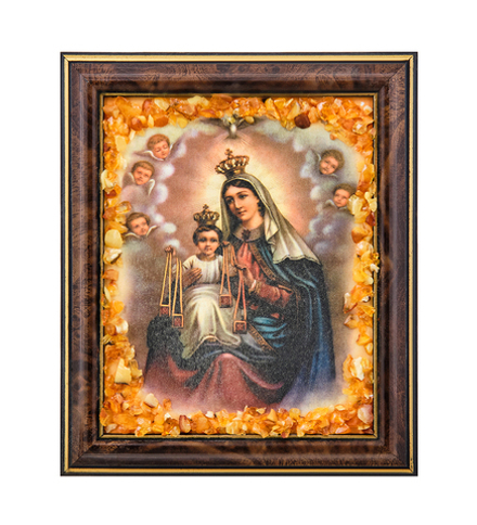 AMB-04/21 Икона Пресвятой Девы Марии «Кармельская» (с янтарной крошкой) H-18см