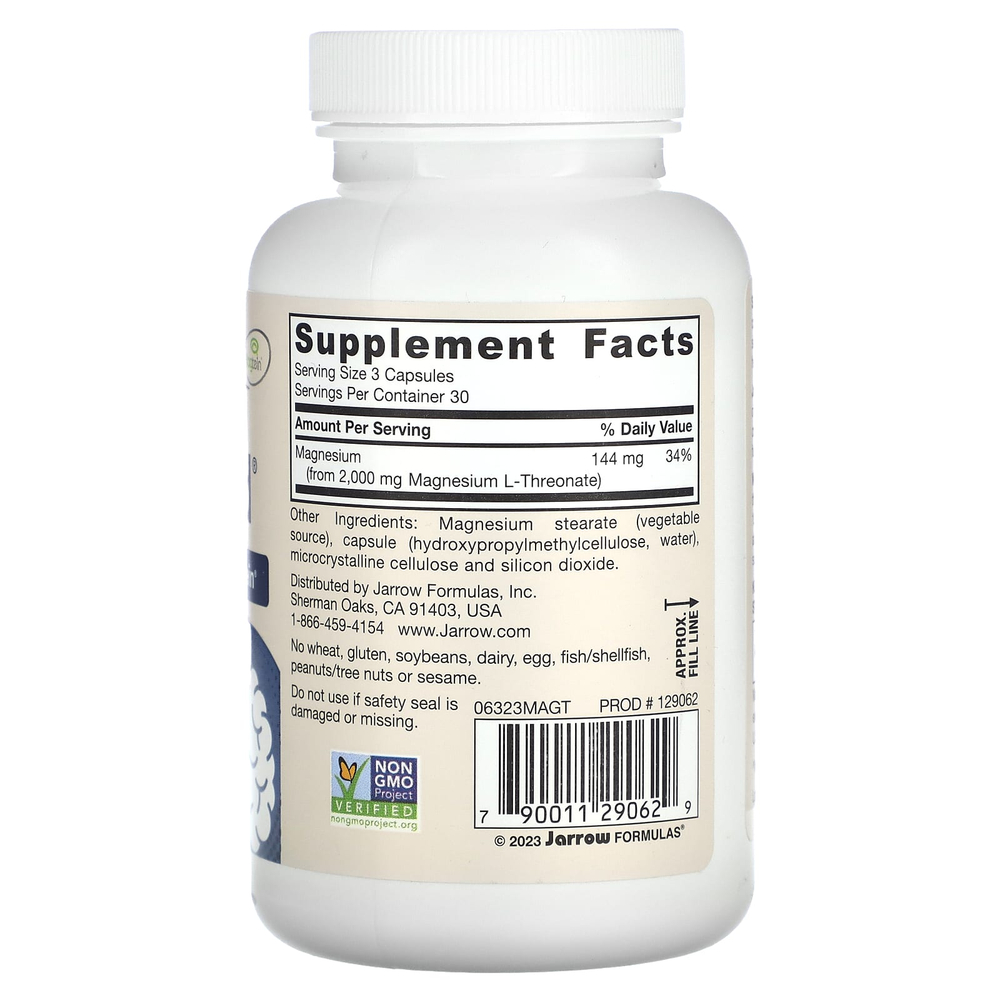 Jarrow Formulas, MagMind® для веганов, добавка для здоровья мозга, 90 растительных капсул (48 мг в 1 капсуле)