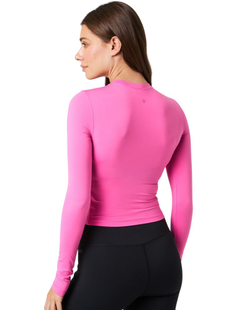 Женская теннисная футболка с длинным рукавом Björn Borg Studio Soft Cropped - ibis rose