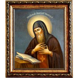 Анатолий Печерский, преподобный затворник. Икона на холсте.