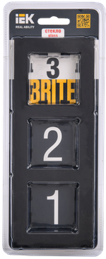 BRITE Рамка 3 -местная РУ-3-2-БрЧ стекло черный IEK