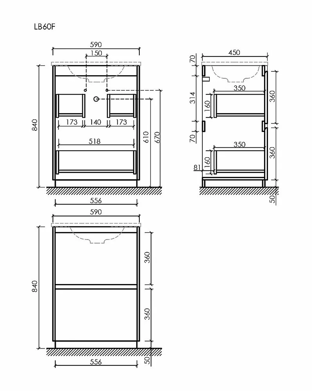 Тумба с раковиной Sancos Libra Floor 60 LB60FEG дуб галифакс натуральный
