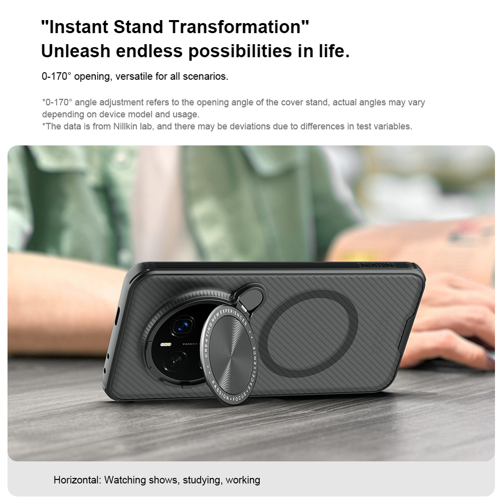 Чехол прозрачный тонированный (Transparent Black) от Nillkin с металлической крышкой и MagSafe на Huawei Honor Magic 7 Pro, серия CamShield Prop Magnetic Case