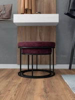 Комплект круглых банкеток - ЧБОРД - бордовое на черном