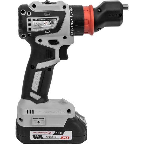 Дрель аккумуляторная Интерскол ДА-13/18В 50 АПИ (2 акк. 2Ач, 4 насадки, ЗУ,кейс)