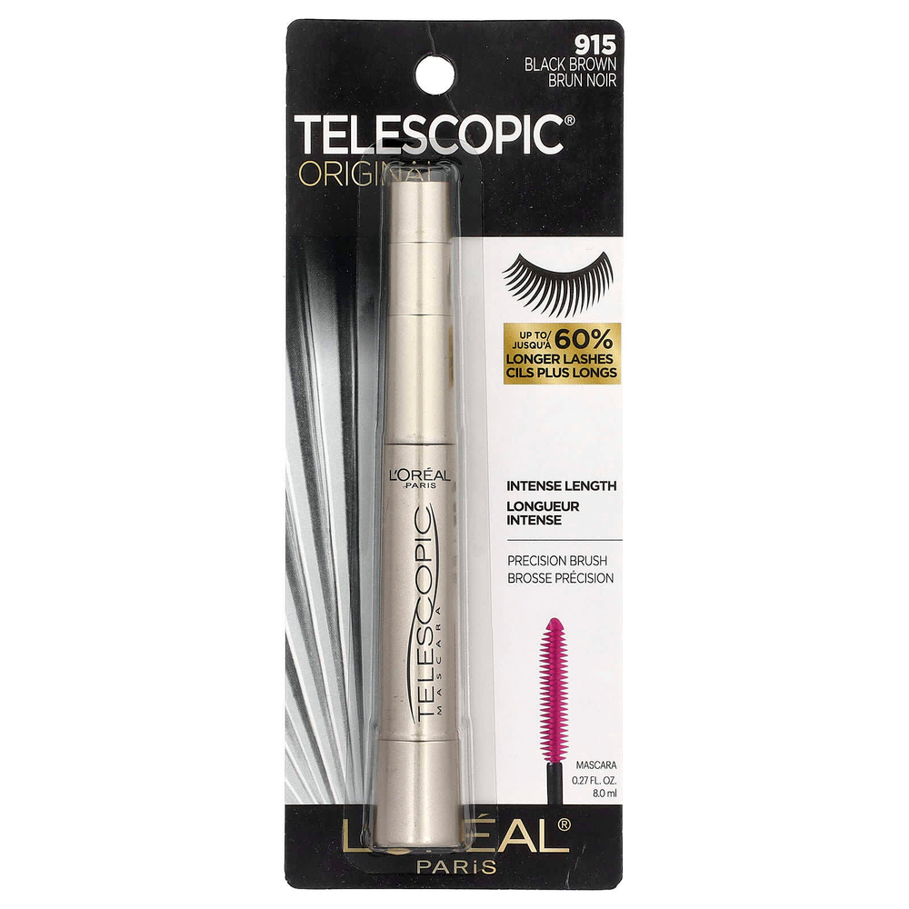 L'Oréal, Telescopic® Original Mascara, 915 черно-коричневый, 8 мл (0,27 жидк. Унции)