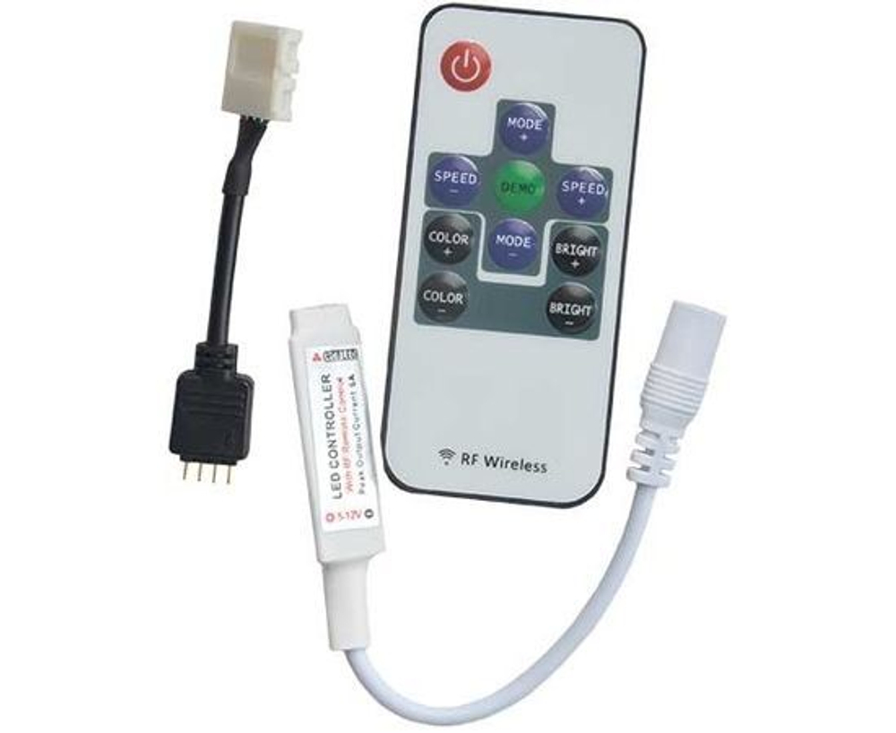 Ecola LED strip RGB RF mini контроллер 6A 72W 12V (144W 24V) с переходником и радиопультом управления