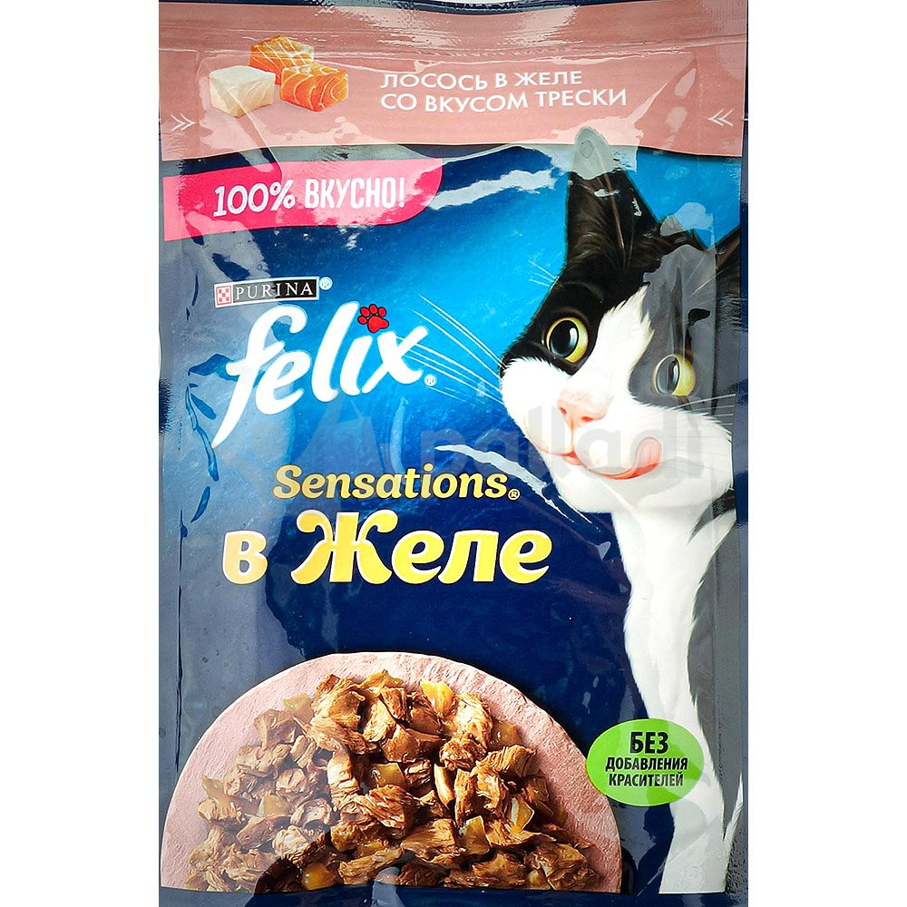 Влажный корм FELIX для котят лосось в желе со вкусом трески 75 гр