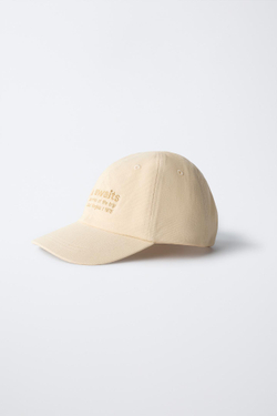ZARA КЕПКА С ВЫШИТОЙ НАДПИСЬЮ, ПЕСОЧНЫЙ