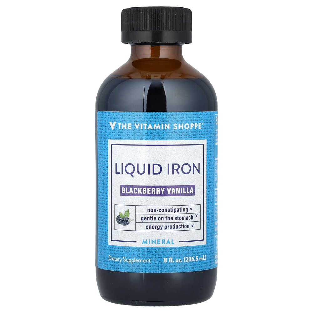 The Vitamin Shoppe, Liquid Iron, ежевика и ваниль, 236,5 мл (8 жидк. Унций)