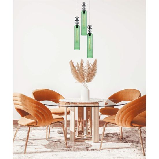 8064/1A MODERNI LN25 298 хром/зеленый, металл/стекло Подвесной светильник E27 1*60W 220V LORENZO